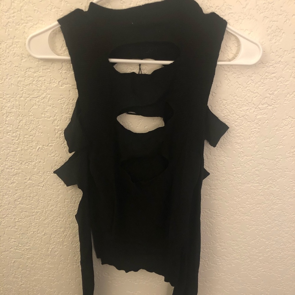 Express — Ribbed Black Sweater - Picture 2 of 3